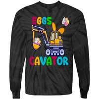 Eggs Cavator Happy Easter Funny Excavator Hunting Egg Tie-Dye Long Sleeve Shirt