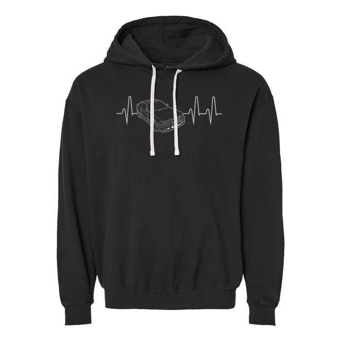 E36 Car Heartbeat Line For Auto Enthusiasts Garment-Dyed Fleece Hoodie