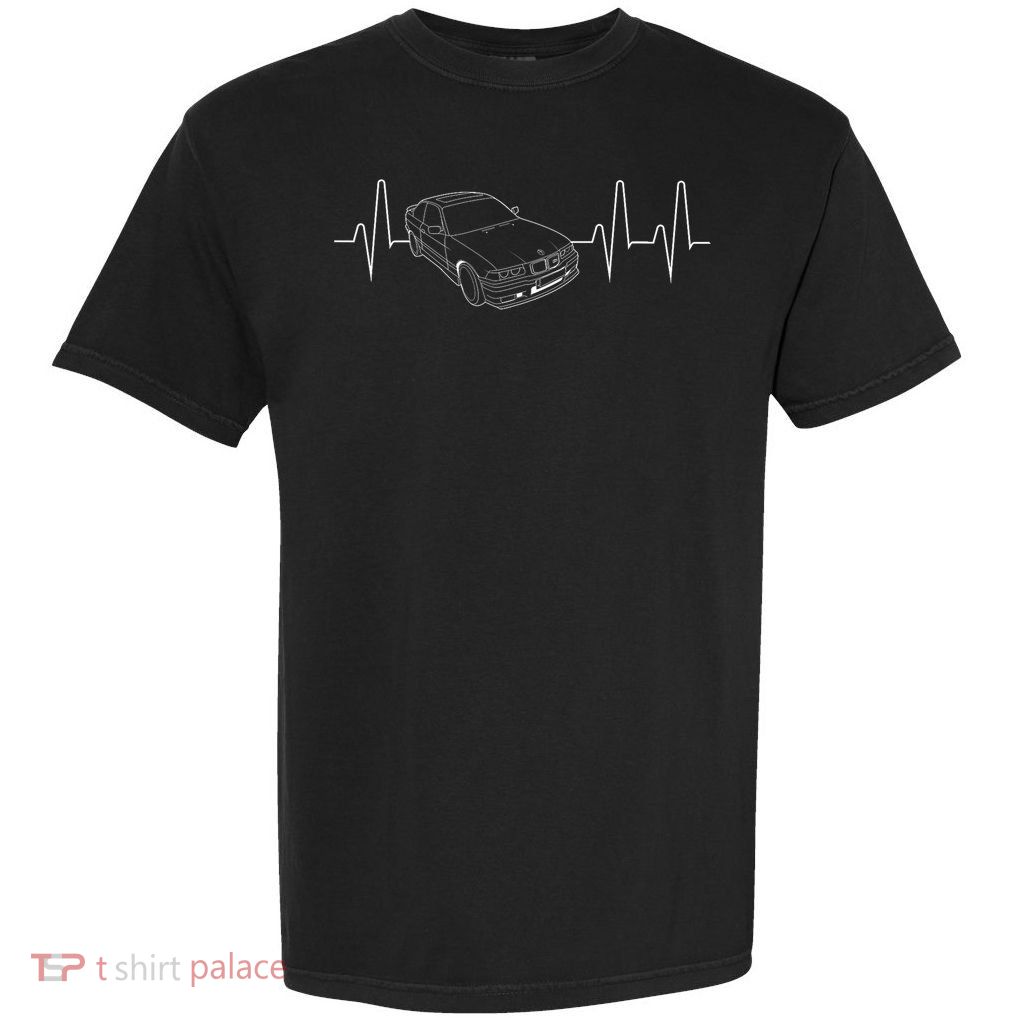E36 Car Heartbeat Line For Auto Enthusiasts Garment-Dyed Heavyweight T-Shirt