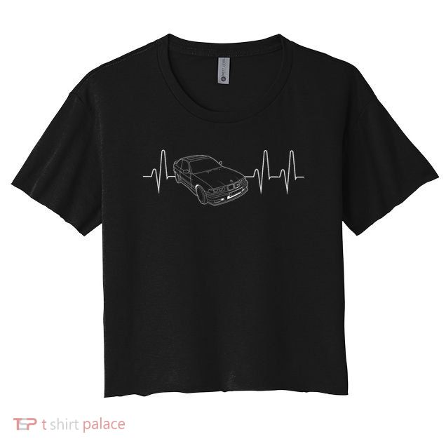 E36 Car Heartbeat Line For Auto Enthusiasts Crop Top