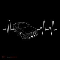 E36 Car Heartbeat Line For Auto Enthusiasts Women's V-Neck T-Shirt