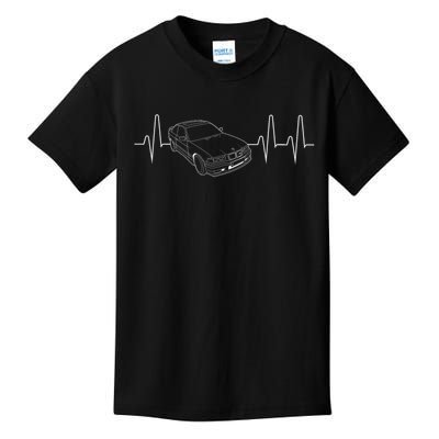 E36 Car Heartbeat Line For Auto Enthusiasts Kids T-Shirt