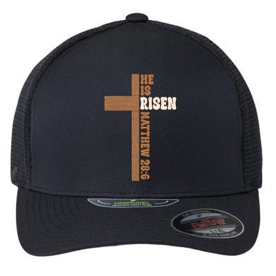 Easter Cross He Is Risen Jesus Christian Flexfit Unipanel Trucker Cap