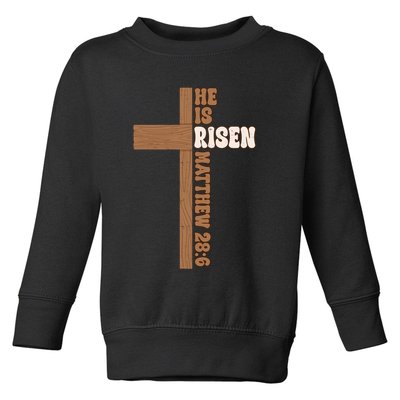 Easter Cross He Is Risen Jesus Christian Toddler Sweatshirt