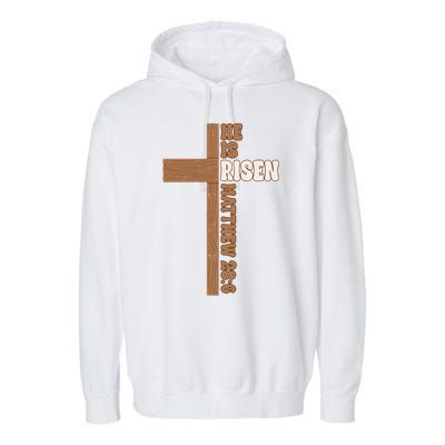 Easter Cross He Is Risen Jesus Christian Garment-Dyed Fleece Hoodie
