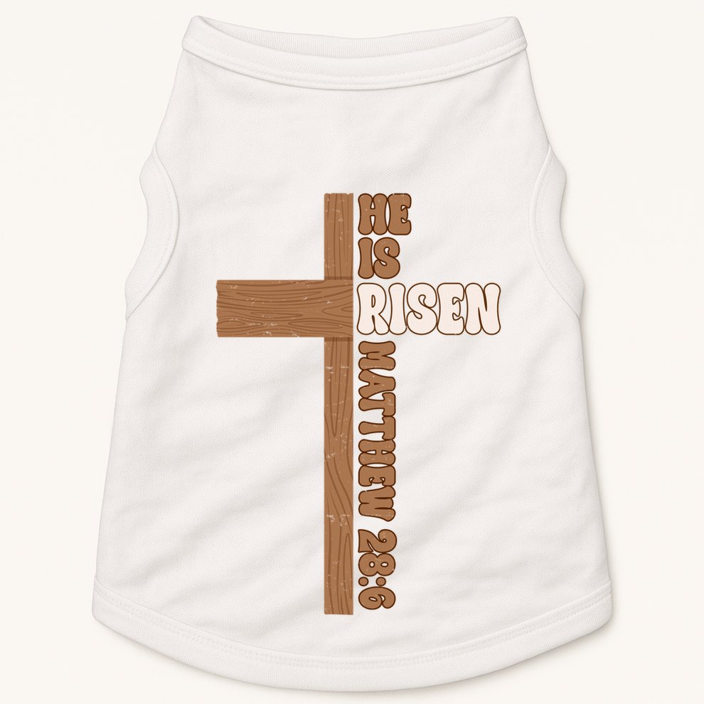 Easter Cross He Is Risen Jesus Christian Doggie Tank
