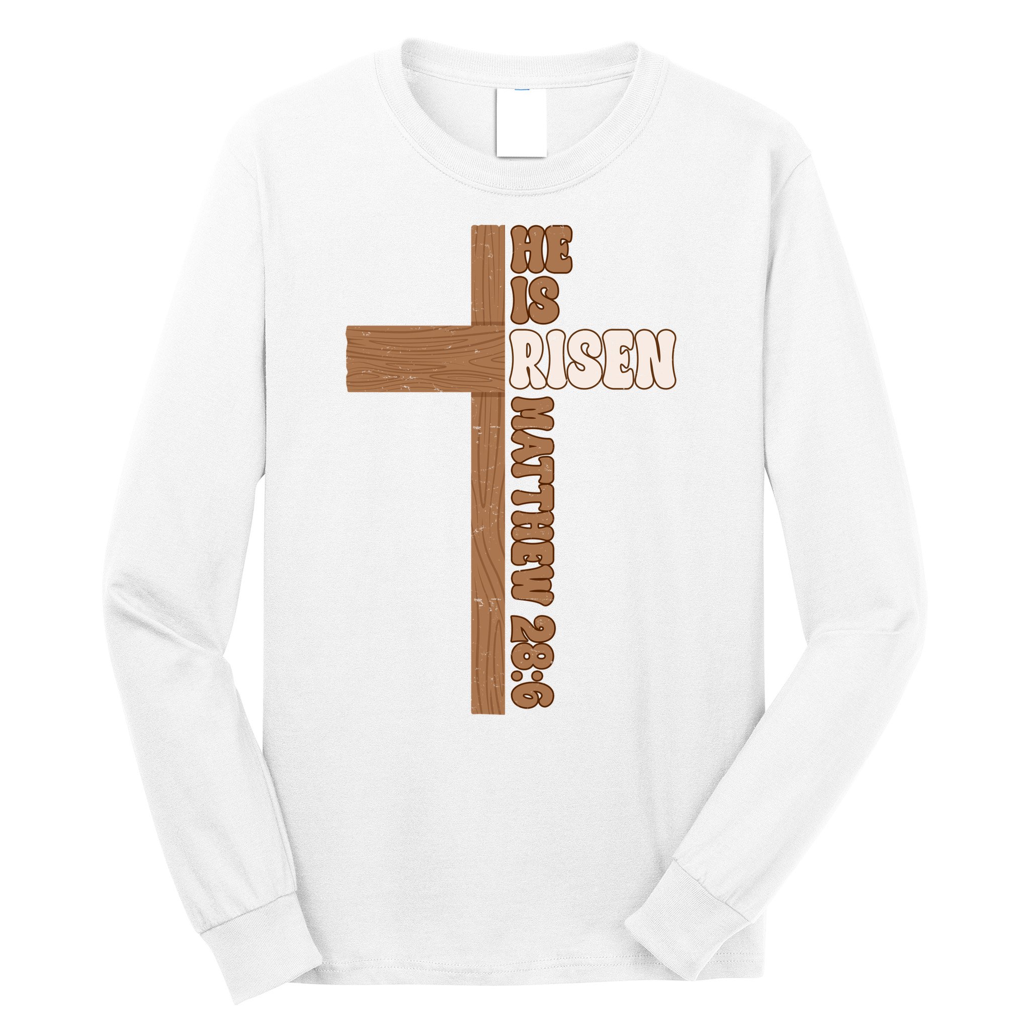 Easter Cross He Is Risen Jesus Christian Long Sleeve Shirt