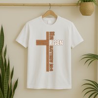 Easter Cross He Is Risen Jesus Christian T-Shirt