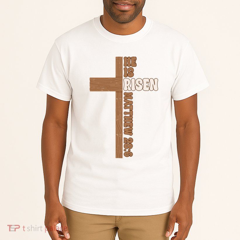Easter Cross He Is Risen Jesus Christian Tall T-Shirt