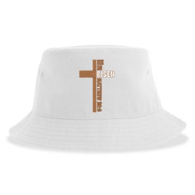 Easter Cross He Is Risen Jesus Christian Sustainable Bucket Hat