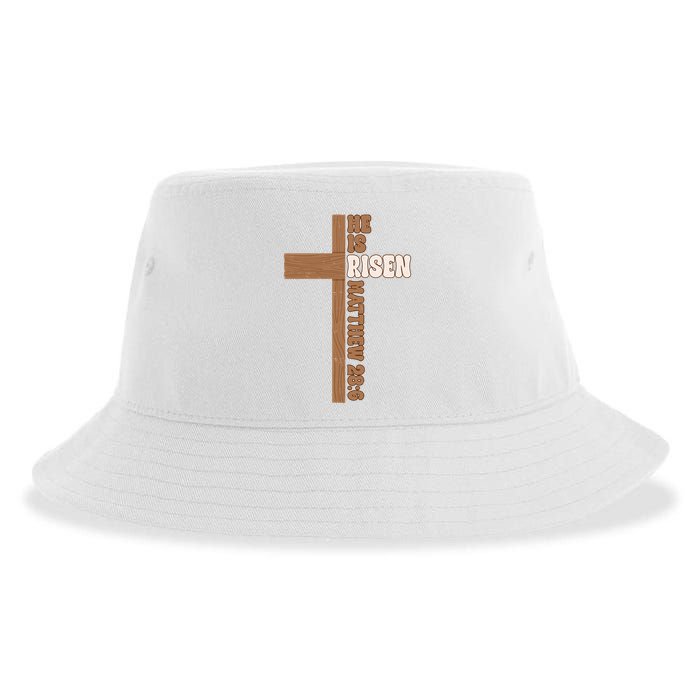 Easter Cross He Is Risen Jesus Christian Sustainable Bucket Hat
