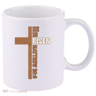 Easter Cross He Is Risen Jesus Christian 11oz C Handle Ceramic Mug