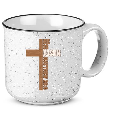 Easter Cross He Is Risen Jesus Christian 15oz Campfire Ceramic Mug