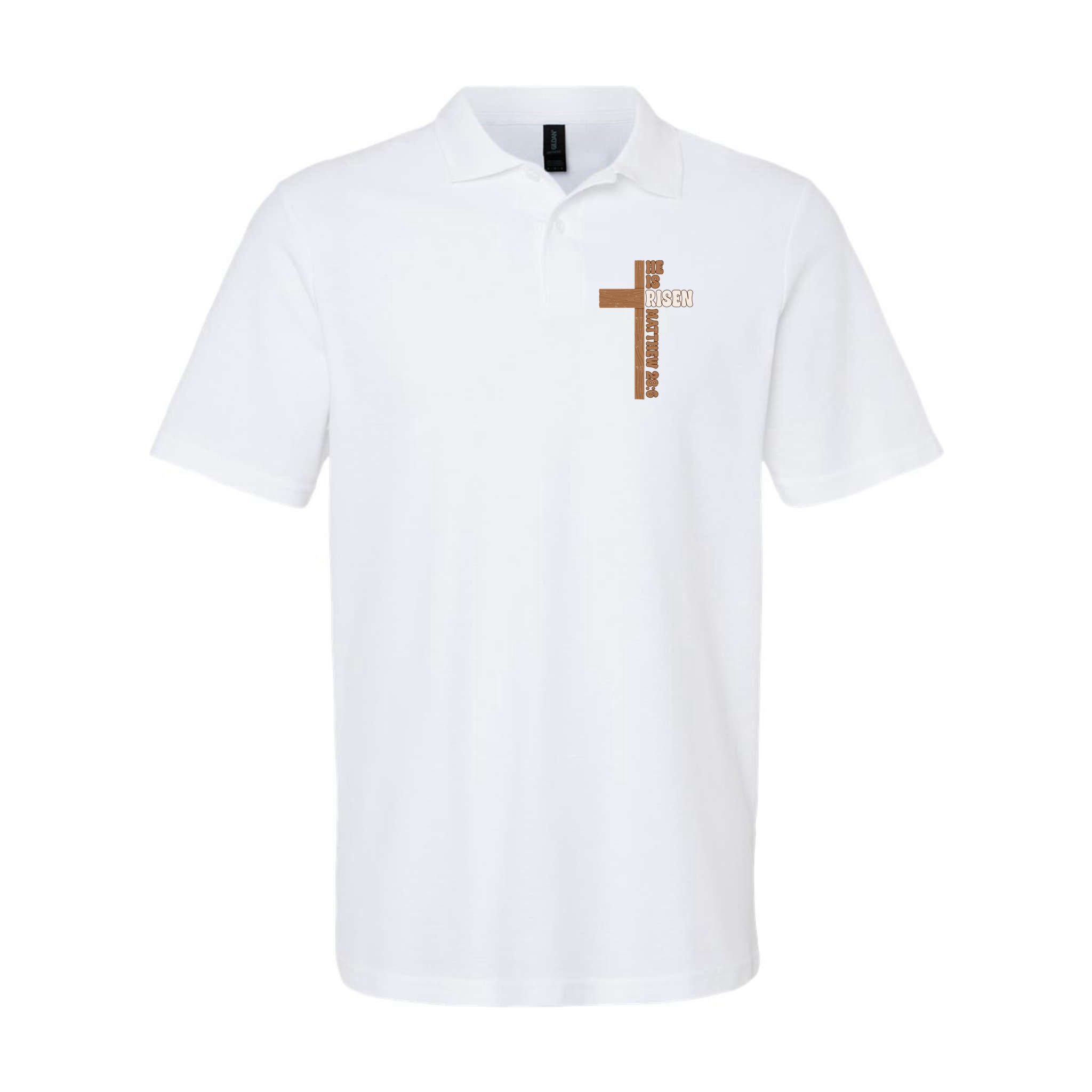 Easter Cross He Is Risen Jesus Christian Polo