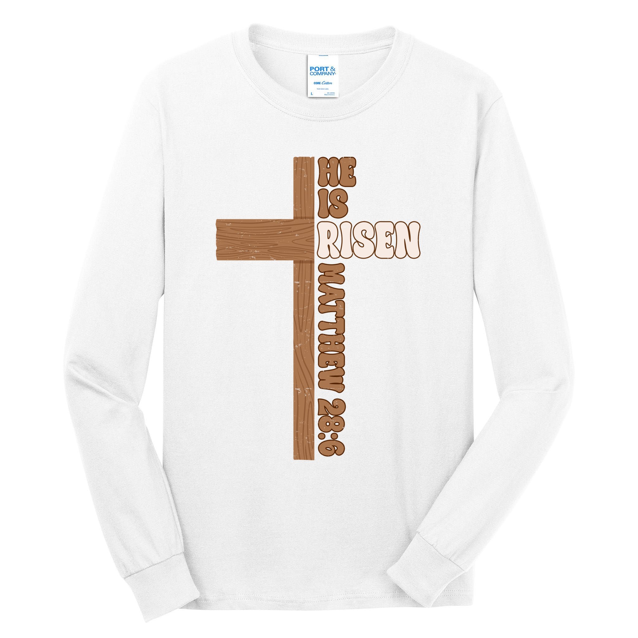 Easter Cross He Is Risen Jesus Christian Tall Long Sleeve T-Shirt