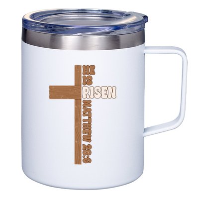 Easter Cross He Is Risen Jesus Christian 12oz Stainless Steel Coffee Mug
