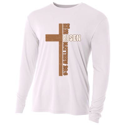 Easter Cross He Is Risen Jesus Christian Cooling Performance Long Sleeve Crew