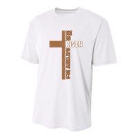 Easter Cross He Is Risen Jesus Christian Youth Performance Sprint T-Shirt