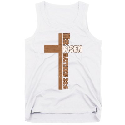 Easter Cross He Is Risen Jesus Christian Tank Top
