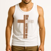 Easter Cross He Is Risen Jesus Christian Tank Top