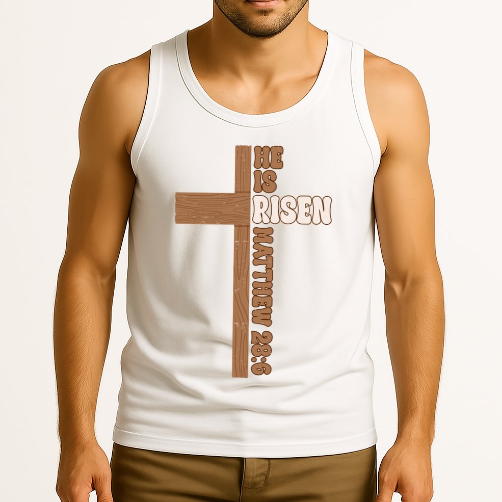 Easter Cross He Is Risen Jesus Christian Tank Top