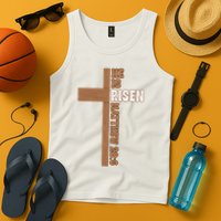 Easter Cross He Is Risen Jesus Christian Tank Top