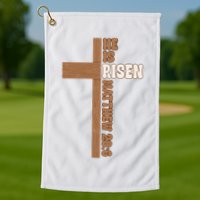 Easter Cross He Is Risen Jesus Christian Golf Towel