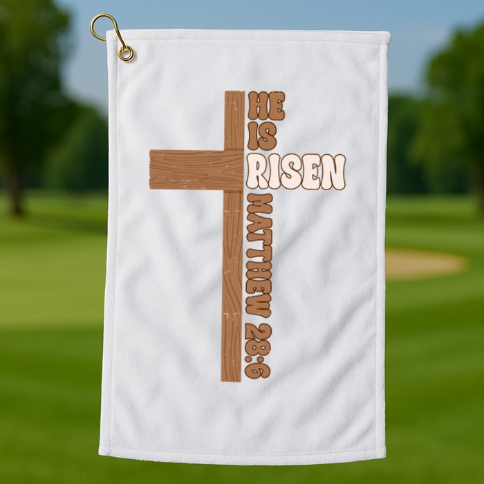 Easter Cross He Is Risen Jesus Christian Golf Towel