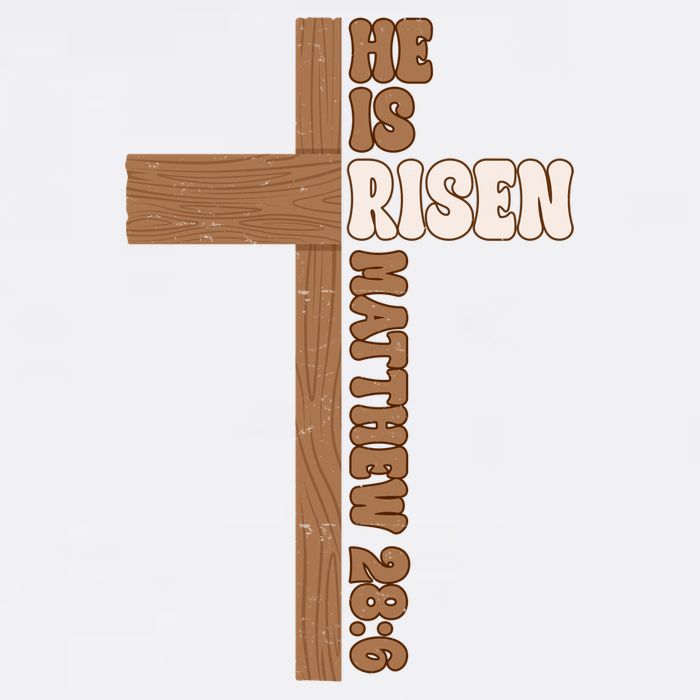 Easter Cross He Is Risen Jesus Christian Cropped Pullover Crew