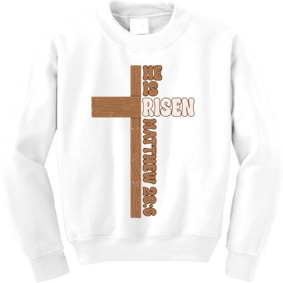 Easter Cross He Is Risen Jesus Christian Kids Sweatshirt