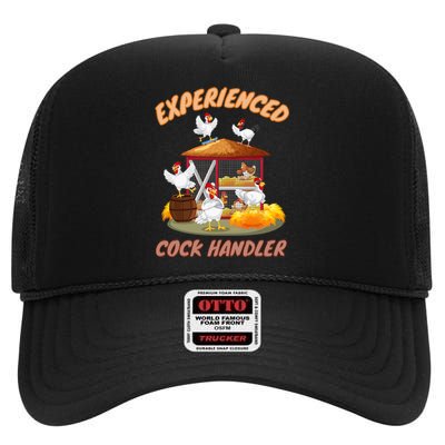 Experienced Cock Handler Funny Chicken High Crown Mesh Back Trucker Hat