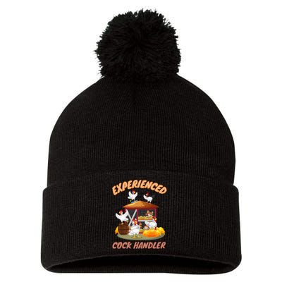 Experienced Cock Handler Funny Chicken Pom Pom 12in Knit Beanie