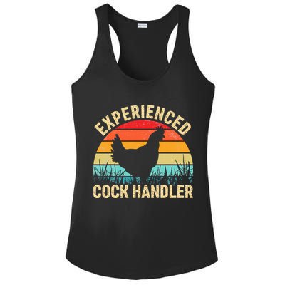 Experienced Cock Handler Chicken Farmer Pun Ladies PosiCharge Competitor Racerback Tank