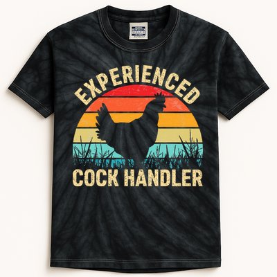 Experienced Cock Handler Chicken Farmer Pun Kids Tie-Dye T-Shirt