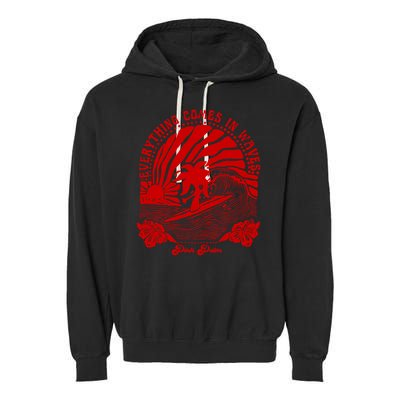 everything comes in waves pink palm Pullover Garment-Dyed Fleece Hoodie