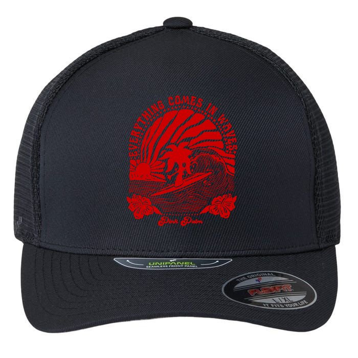 everything comes in waves pink palm Pullover Flexfit Unipanel Trucker Cap