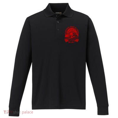 everything comes in waves pink palm Pullover Performance Long Sleeve Polo