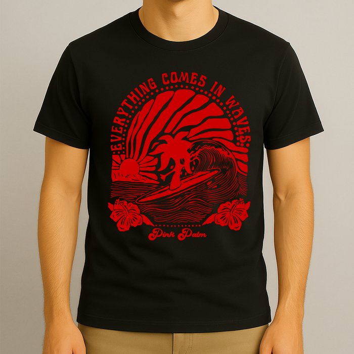 everything comes in waves pink palm Pullover T-Shirt