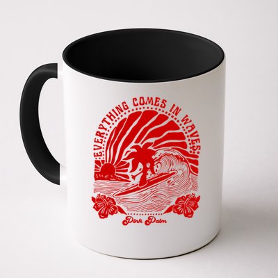 everything comes in waves pink palm Pullover Mug