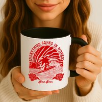 everything comes in waves pink palm Pullover Mug