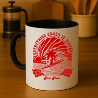 everything comes in waves pink palm Pullover Mug