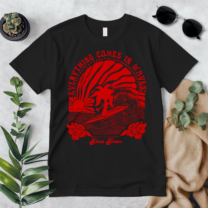 everything comes in waves pink palm Pullover Premium T-Shirt