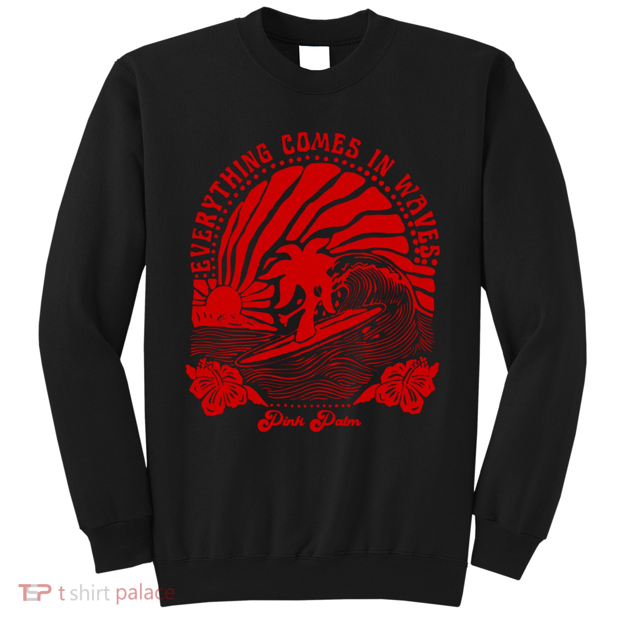 everything comes in waves pink palm Pullover Tall Sweatshirt