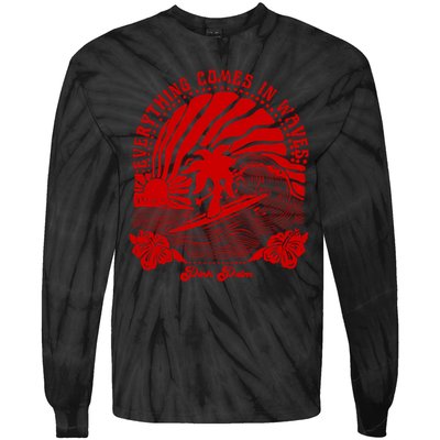 everything comes in waves pink palm Pullover Tie-Dye Long Sleeve Shirt