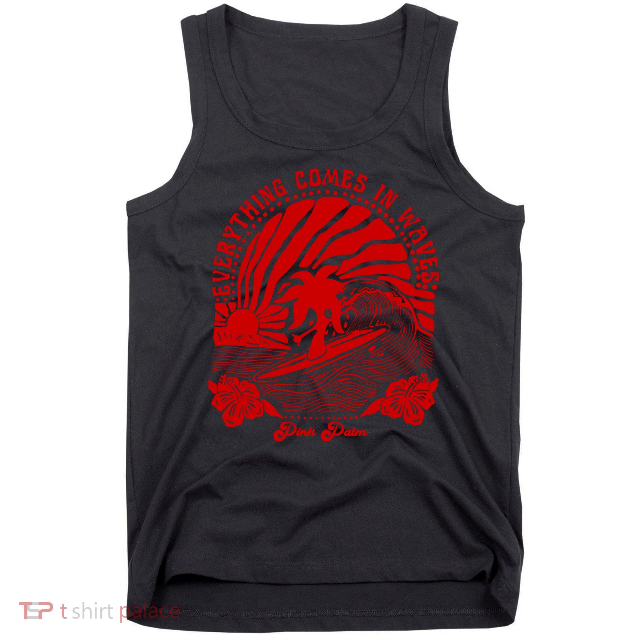 everything comes in waves pink palm Pullover Tank Top