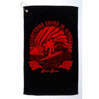 everything comes in waves pink palm Pullover Golf Towel