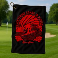everything comes in waves pink palm Pullover Golf Towel