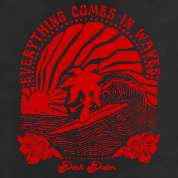 everything comes in waves pink palm Pullover Golf Towel
