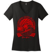 everything comes in waves pink palm Pullover Women's V-Neck T-Shirt