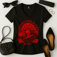 everything comes in waves pink palm Pullover Women's V-Neck T-Shirt